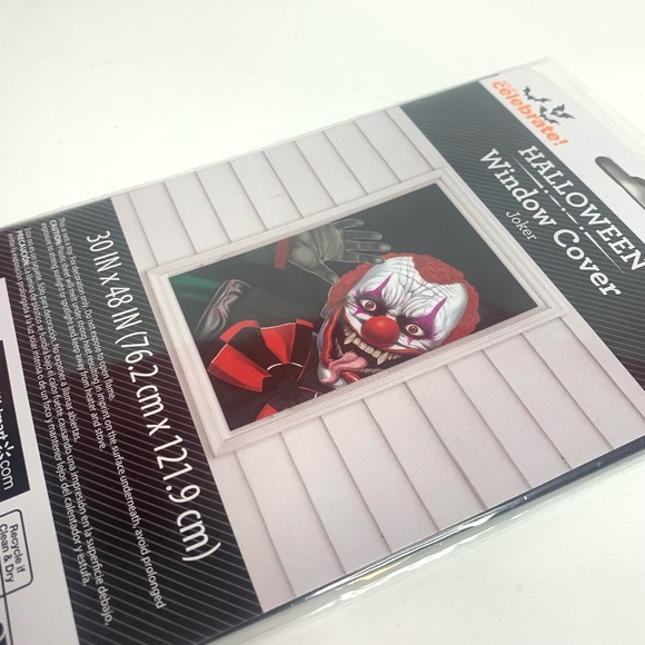 Joker Halloween Window Cover Scary Clown 30 IN x 48 IN Party Decor Haunted House - Picture 2 of 3